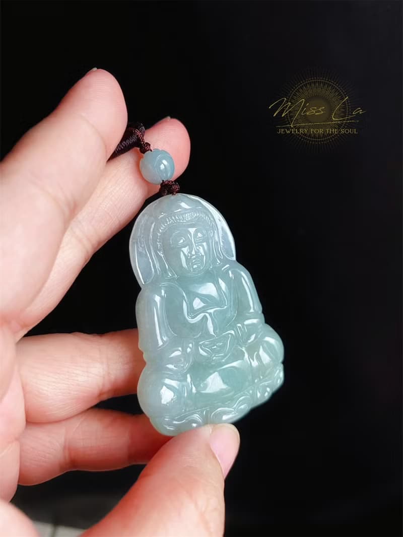 天然緬甸玉翡翠 觀音 菩薩 禮物 玉墜 項鍊 吊飾 保平安 健康 長