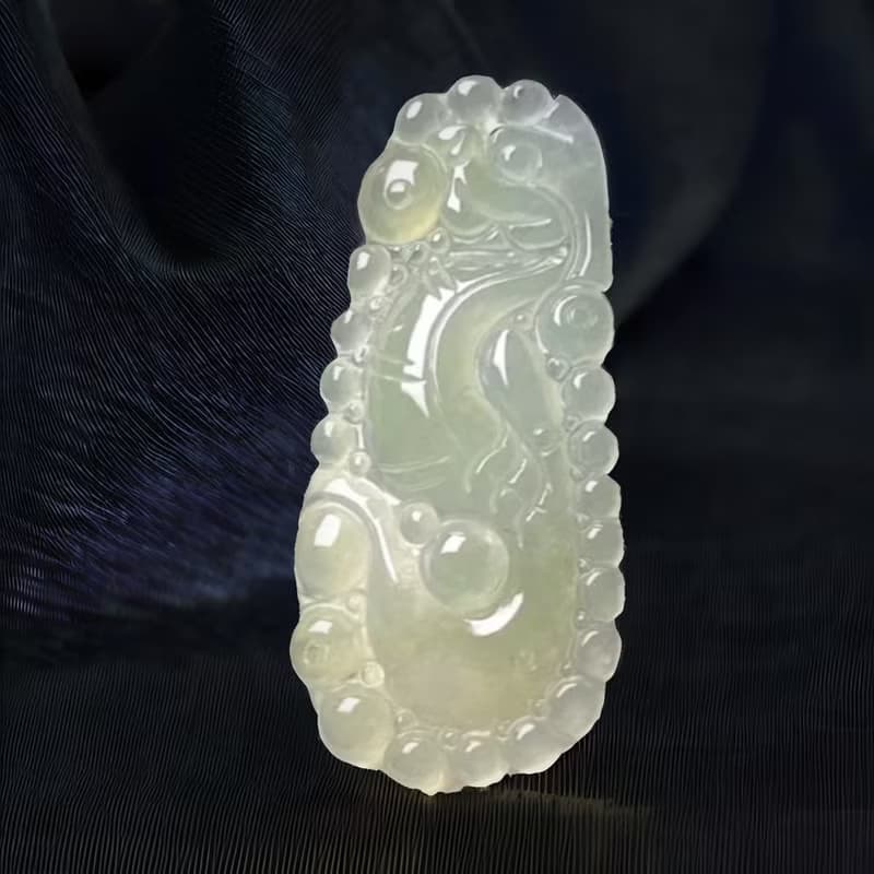 冰種翡翠懷古龍牌項鍊 | 天然緬甸玉翡翠A貨 | 送禮
