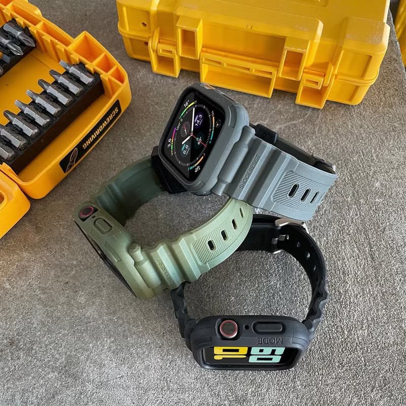 Apple Watch9/8/7/6/5/4/SE透氣防震一體成形軍規錶帶40-45mm