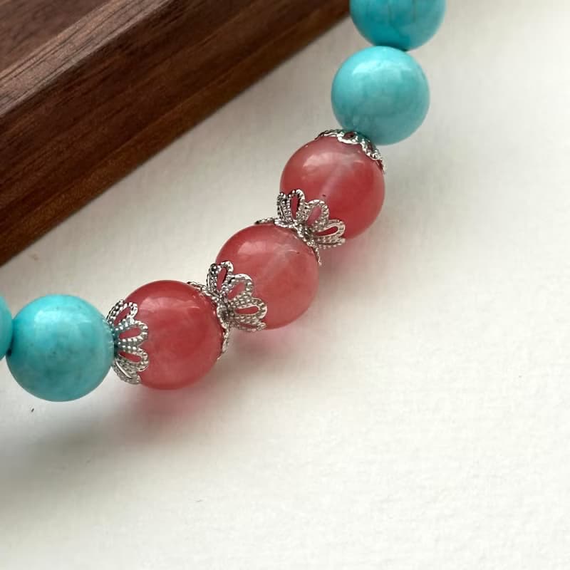 【射手摩羯座|12月生日】藍松石西瓜琉璃鍍銀手鏈 幸運勇氣平安