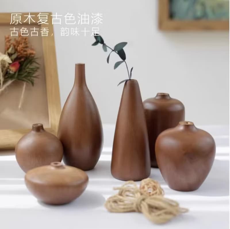 實木小花瓶   藝術裝飾花器  小微型  聖誕節慶插花