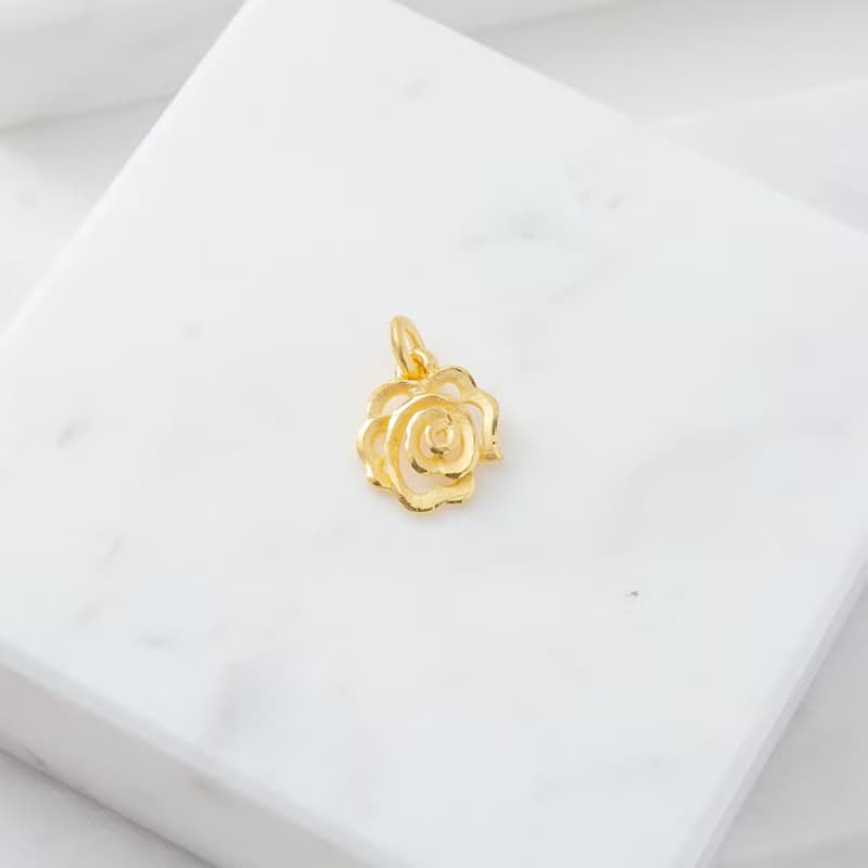藏寶箱金飾 9999黃金純金 氣質立體玫瑰花朵墜子/項鍊