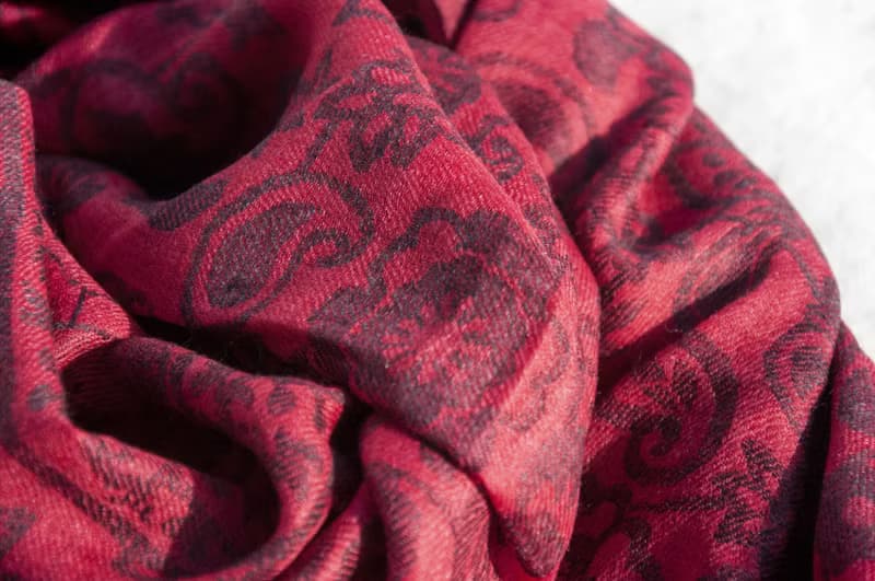喀什米爾Cashmere/羊絨圍巾/純羊毛圍巾披巾/戒指絨披肩 聖誕節禮物 交換禮物 母親節 父親節-紅色花朵
