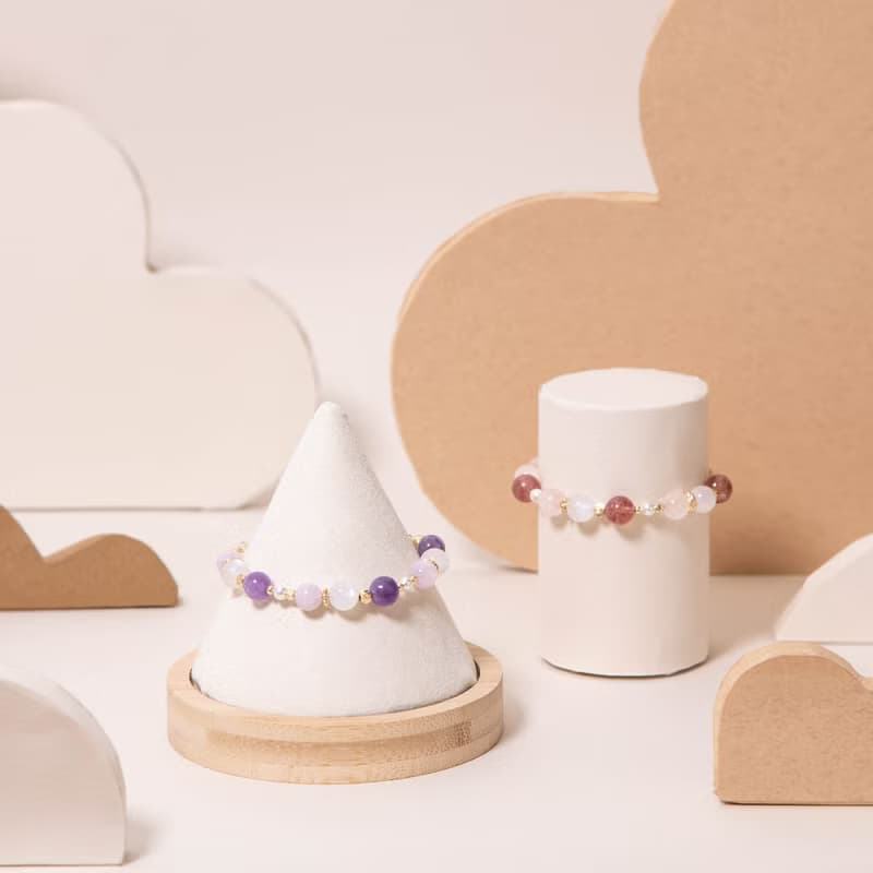 平衡的美好│紫水晶 紫鋰輝 月光石 水晶手鍊