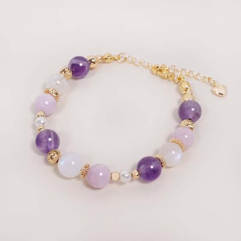 平衡的美好│紫水晶 紫鋰輝 月光石 水晶手鍊