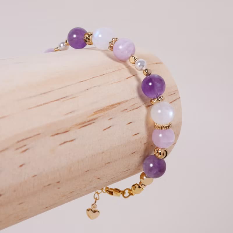 平衡的美好│紫水晶 紫鋰輝 月光石 水晶手鍊