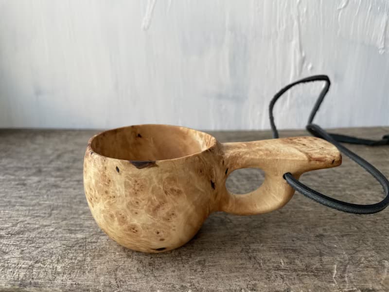 Mini kuksa 100 ml Finnish cup Guksi from Birch burl Bushcraft Wooden dishes Viki