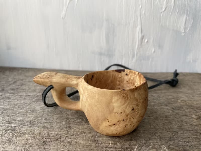 Mini kuksa 100 ml Finnish cup Guksi from Birch burl Bushcraft Wooden dishes Viki