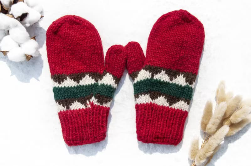 拳擊手套 手工鉤織手套 機車手套 手織純羊毛針織手套 可拆卸手套 內刷毛手套 保暖手套-草莓巧克力抹茶 情人節禮物 生日