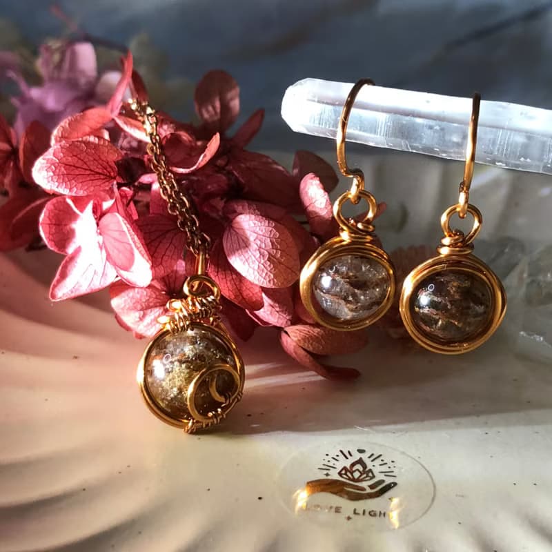 幽靈水晶手作套組 異象水晶 項鍊 耳環 飾品組 紅幽靈 招財