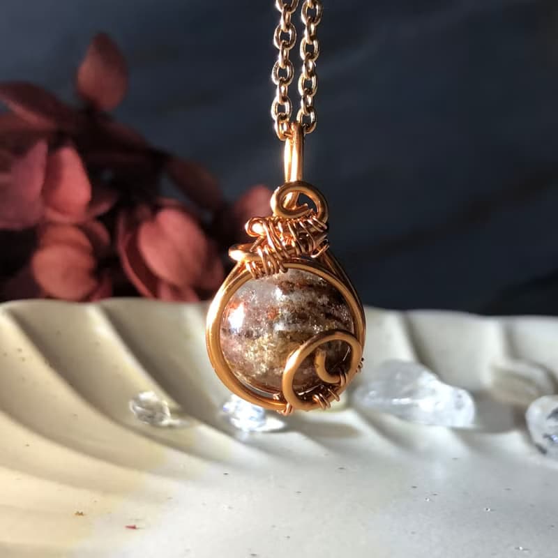 幽靈水晶手作套組 異象水晶 項鍊 耳環 飾品組 紅幽靈 招財