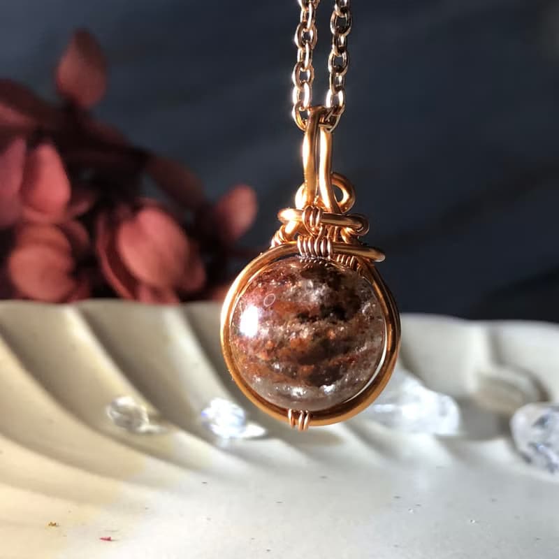 幽靈水晶手作套組 異象水晶 項鍊 耳環 飾品組 紅幽靈 招財