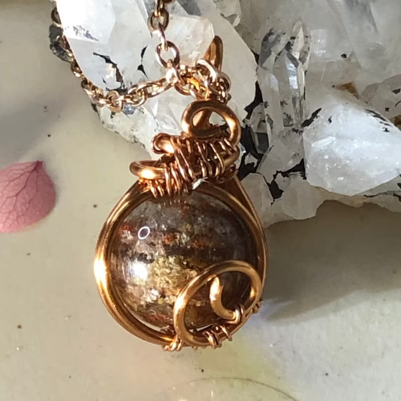 幽靈水晶手作套組 異象水晶 項鍊 耳環 飾品組 紅幽靈 招財