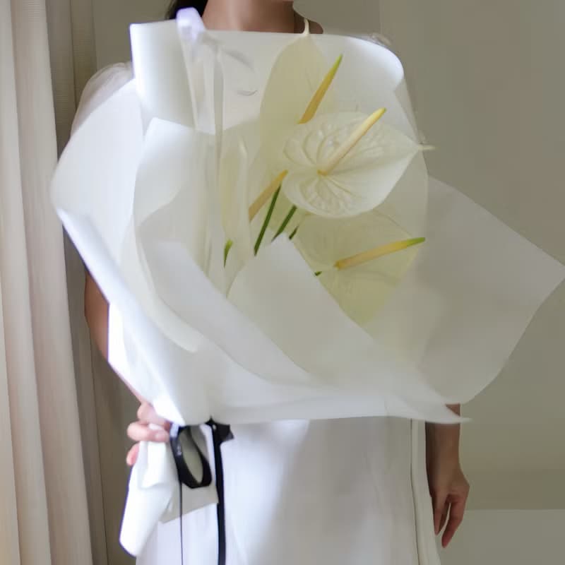 純淨的愛 白色火鶴花束 畢業花束 情人節