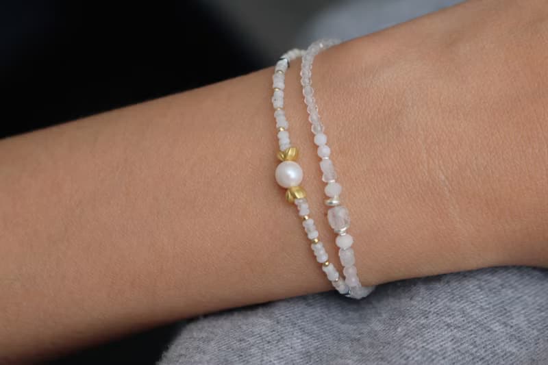 六月誕生石 手鍊 珍珠 月光石 - 噴火龍 -