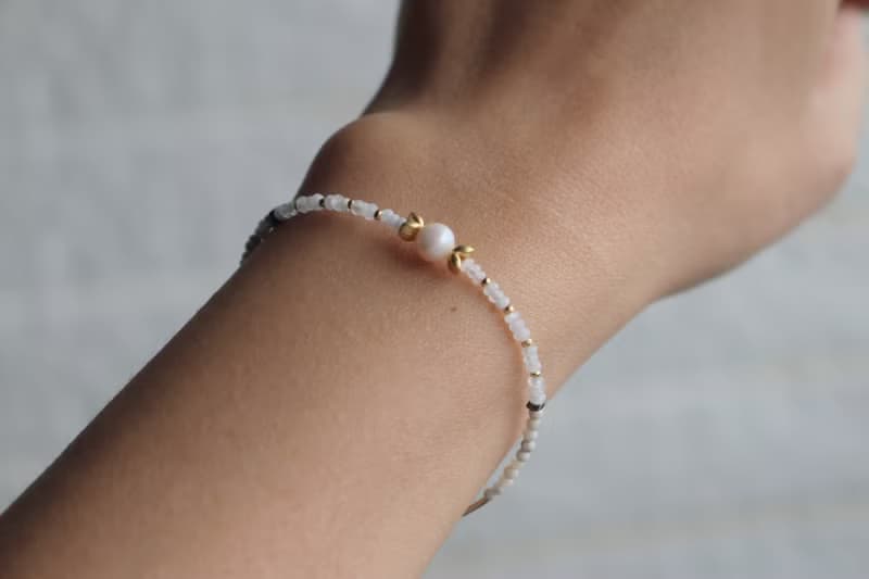 六月誕生石 手鍊 珍珠 月光石 - 噴火龍 -