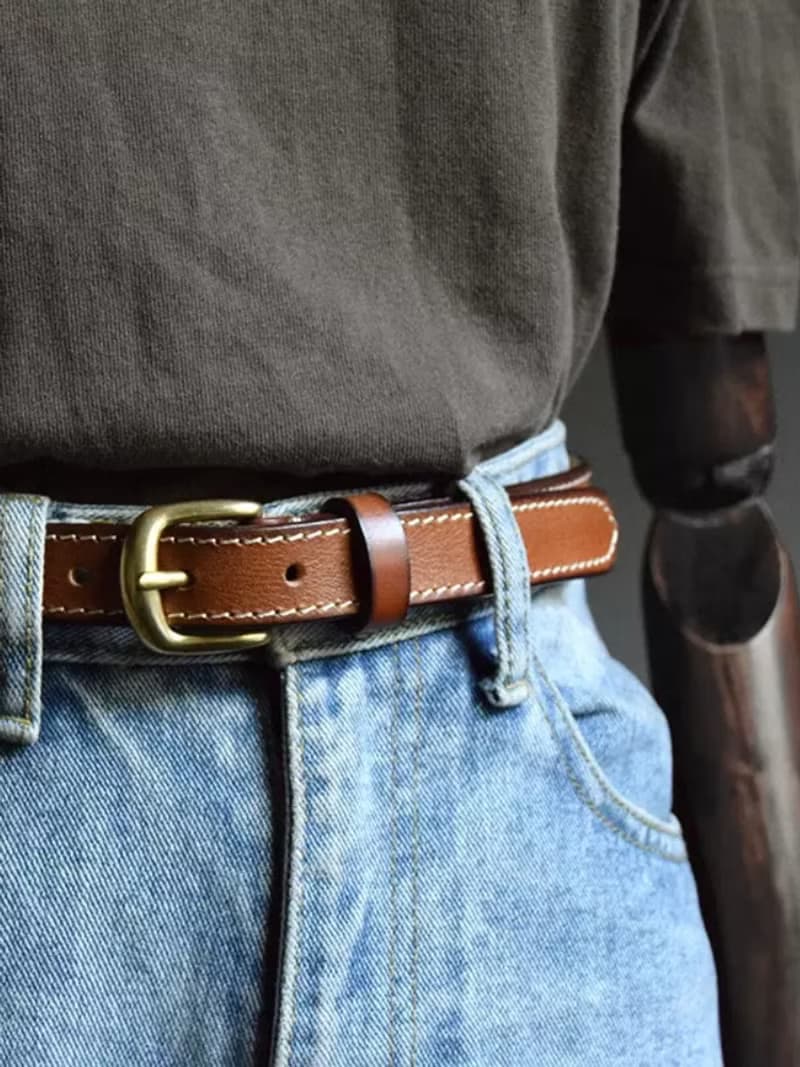 手工皮帶 / 23mm腰帶 / 復古頭層牛皮 / 母親節禮物 / 黃銅