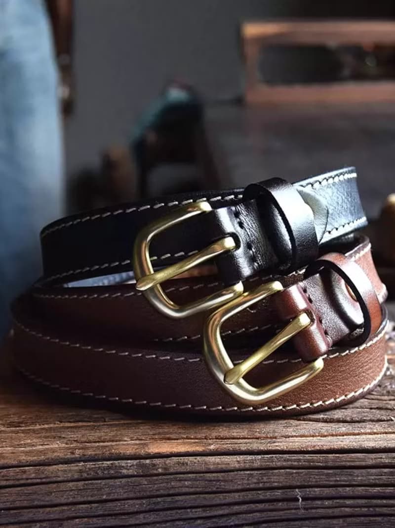 手工皮帶 / 23mm腰帶 / 復古頭層牛皮 / 母親節禮物 / 黃銅