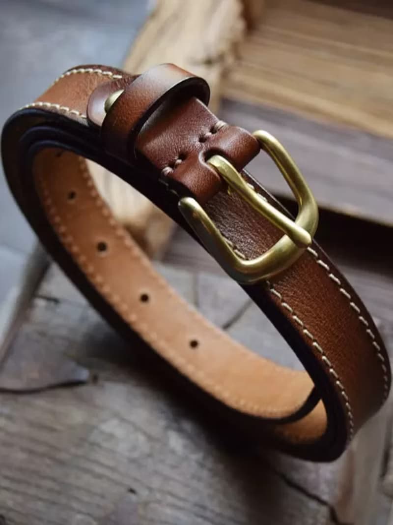 手工皮帶 / 23mm腰帶 / 復古頭層牛皮 / 母親節禮物 / 黃銅