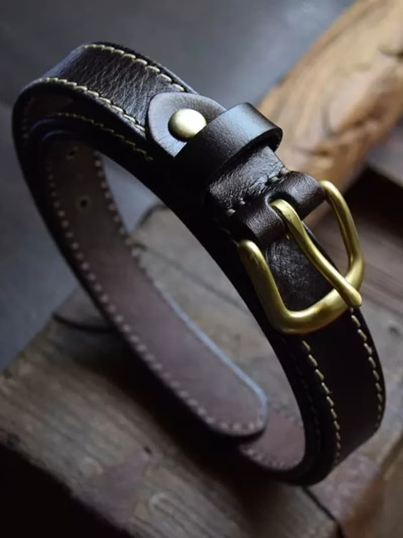 手工皮帶 / 23mm腰帶 / 復古頭層牛皮 / 母親節禮物 / 黃銅