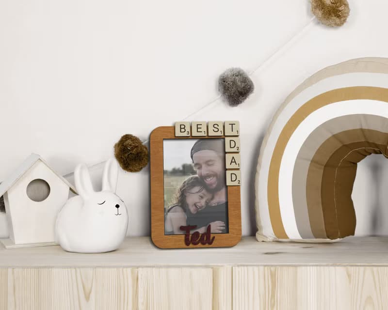 Personalized best dad photo frame Picture frame decorated with scribble tiles