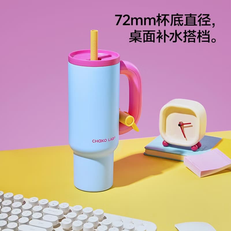 【316不鏽鋼】1050ml 大容量吸管霸王杯