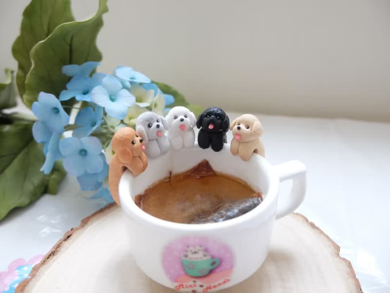 全手作- 玩具貴賓犬杯緣子 - 茶包架 掛杯