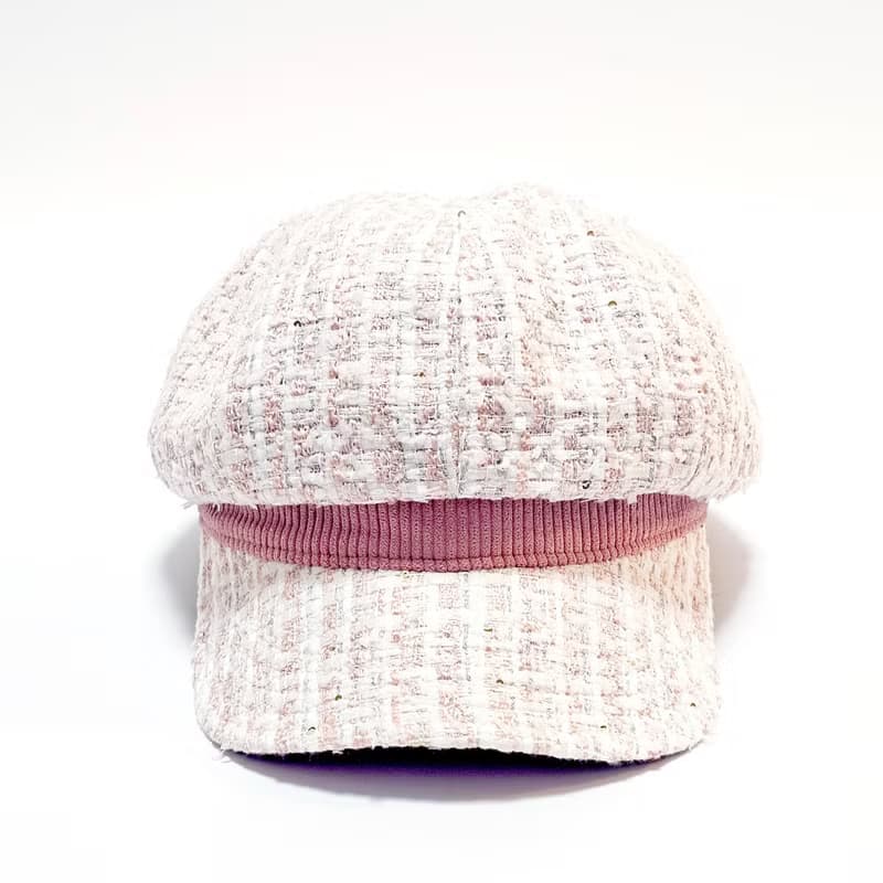 【HiGh MaLi】冬季報童帽/小香風粉白編織#小香風#編織毛料#時尚