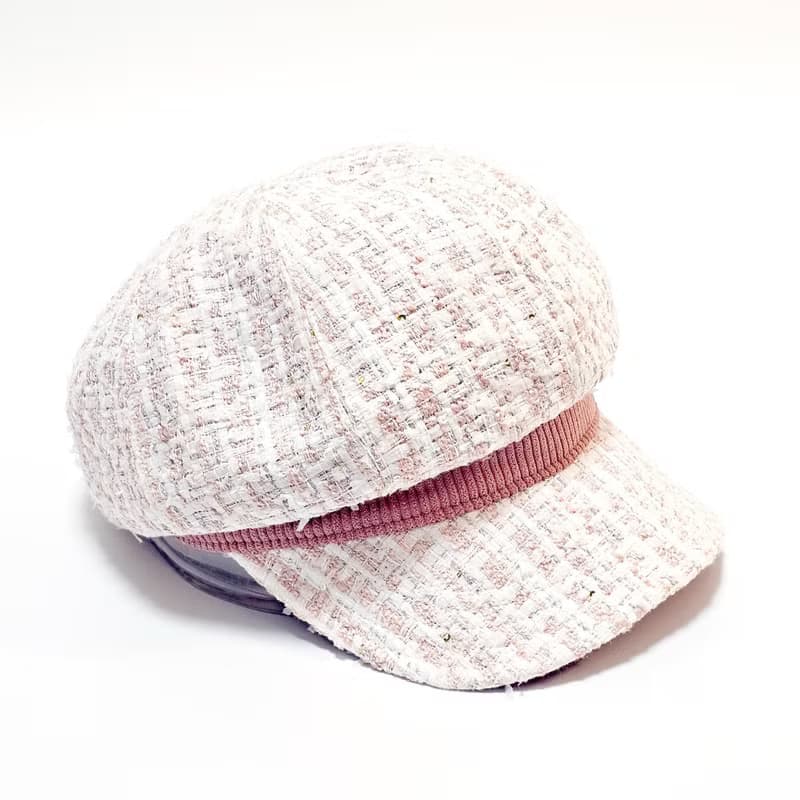 【HiGh MaLi】冬季報童帽/小香風粉白編織#小香風#編織毛料#時尚