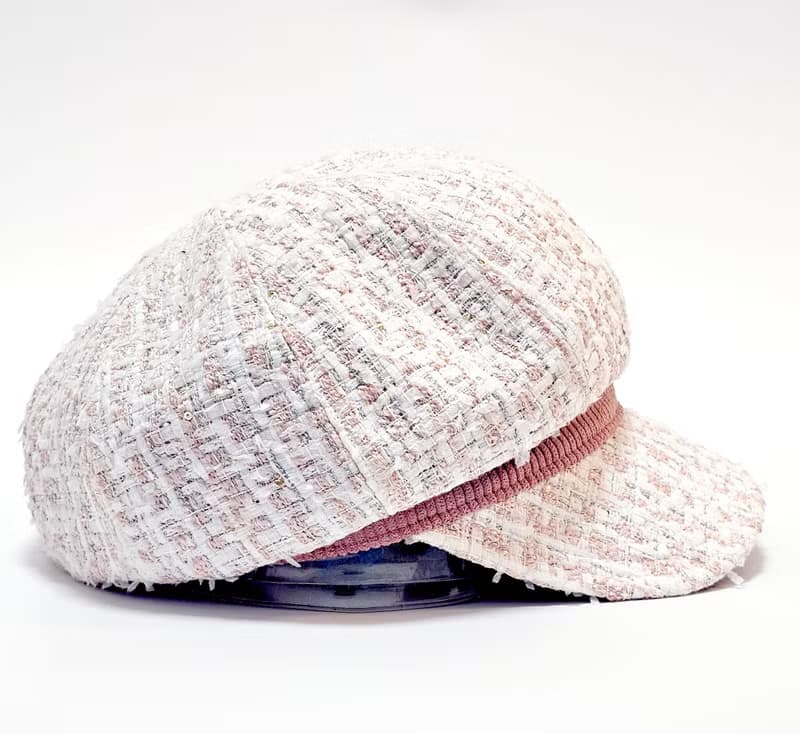 【HiGh MaLi】冬季報童帽/小香風粉白編織#小香風#編織毛料#時尚