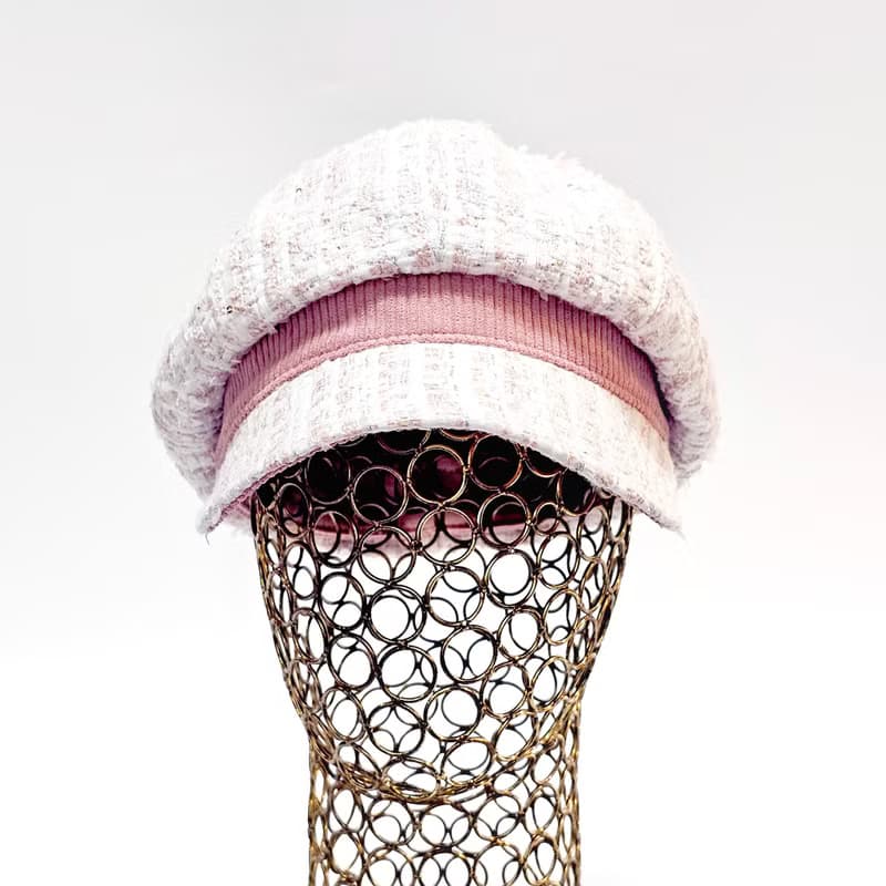 【HiGh MaLi】冬季報童帽/小香風粉白編織#小香風#編織毛料#時尚