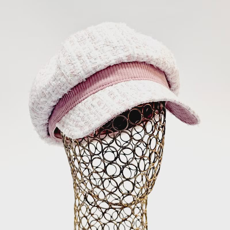 【HiGh MaLi】冬季報童帽/小香風粉白編織#小香風#編織毛料#時尚