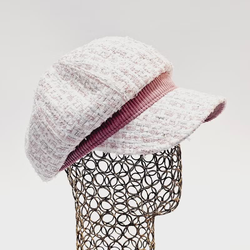 【HiGh MaLi】冬季報童帽/小香風粉白編織#小香風#編織毛料#時尚