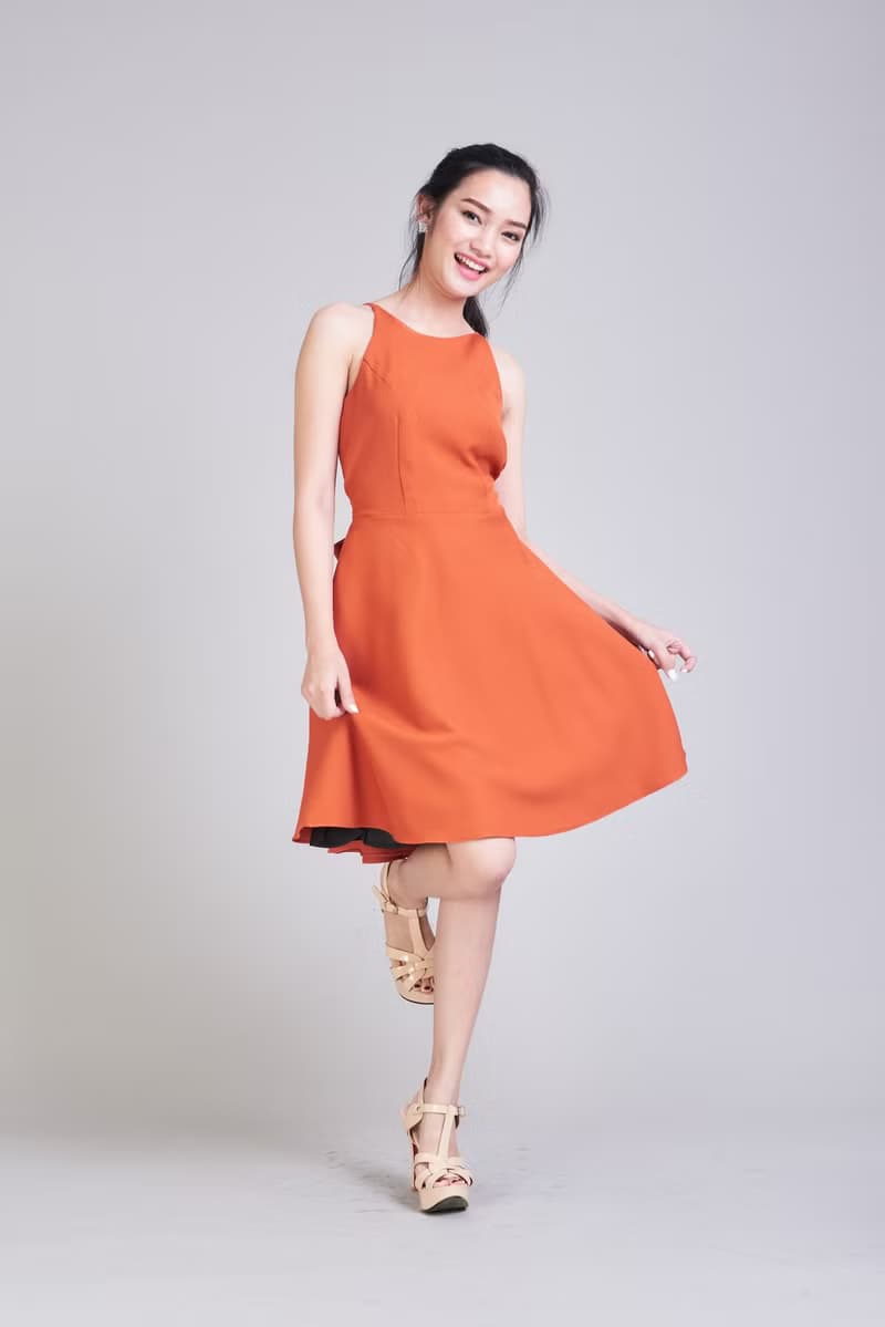 Summer Dress Brown Dress Crisscross Dress Short Party Dress Swing Skirt 