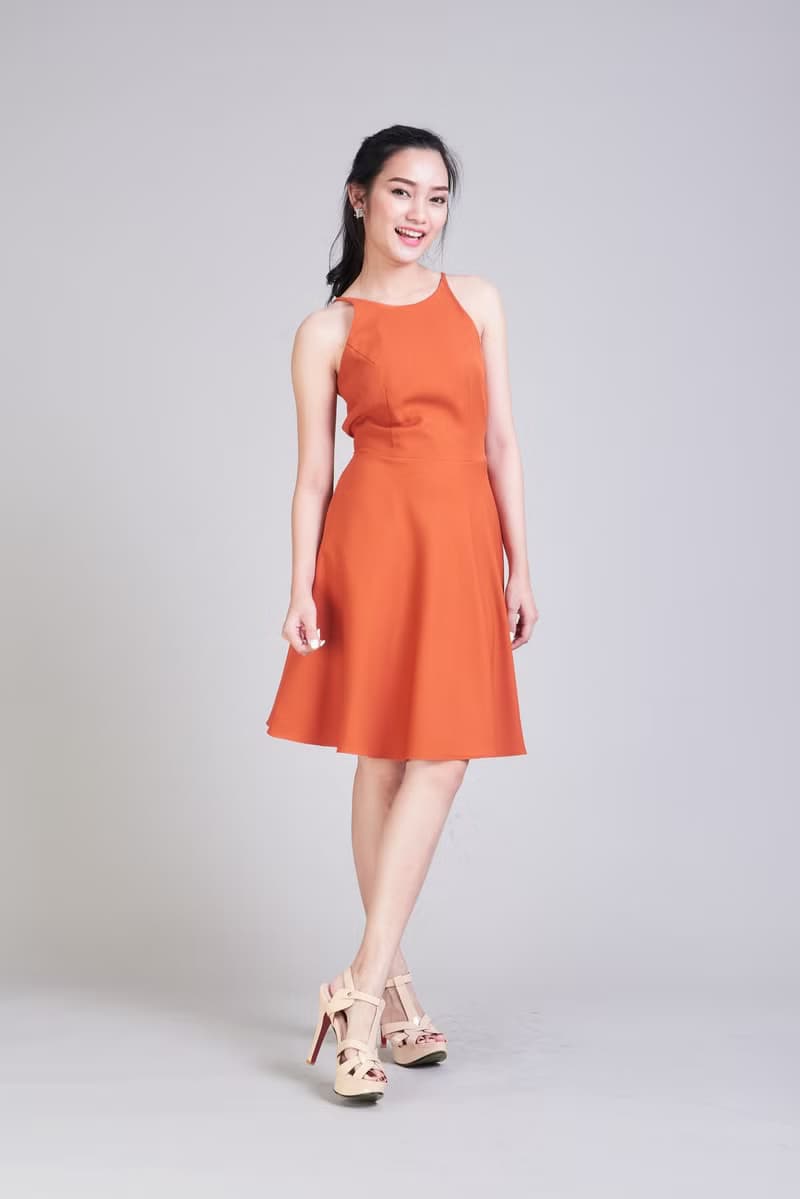 Summer Dress Brown Dress Crisscross Dress Short Party Dress Swing Skirt 