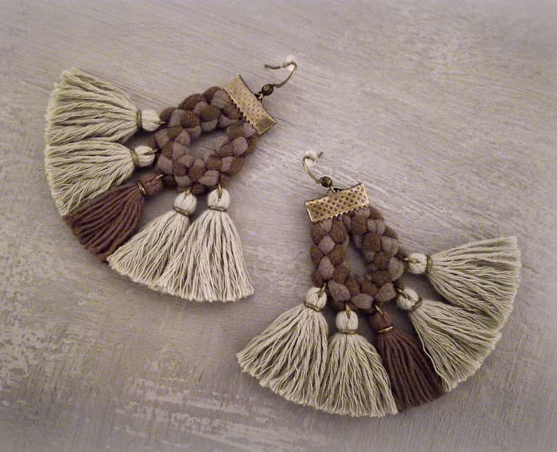 Camouflage Tassel Earrings Army Green Military Style