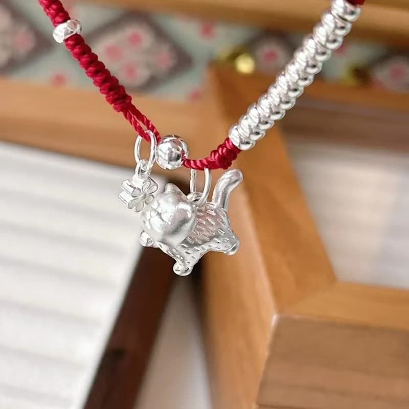 999足銀小貓咪手鏈女款輕奢小眾貓咪手串送閨蜜上岸禮物