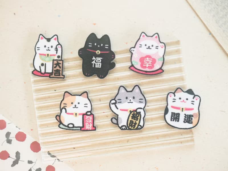 刺繡裝飾貼(招財貓)。JSE-216。裝飾