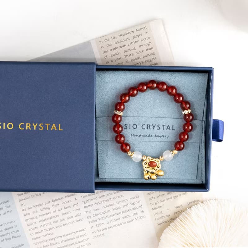 【古韻】如意鎖-紅瑪瑙白瑪瑙手鍊