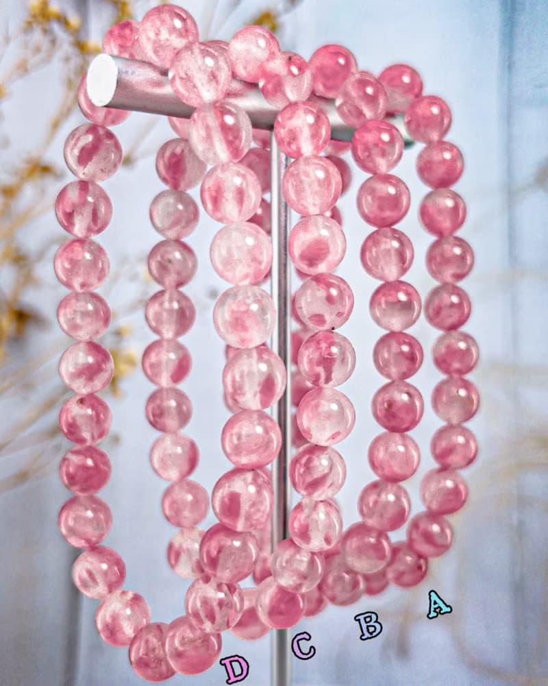 【櫻花雨玉化薔薇輝石】透料冰飄花玉化 水晶手鍊