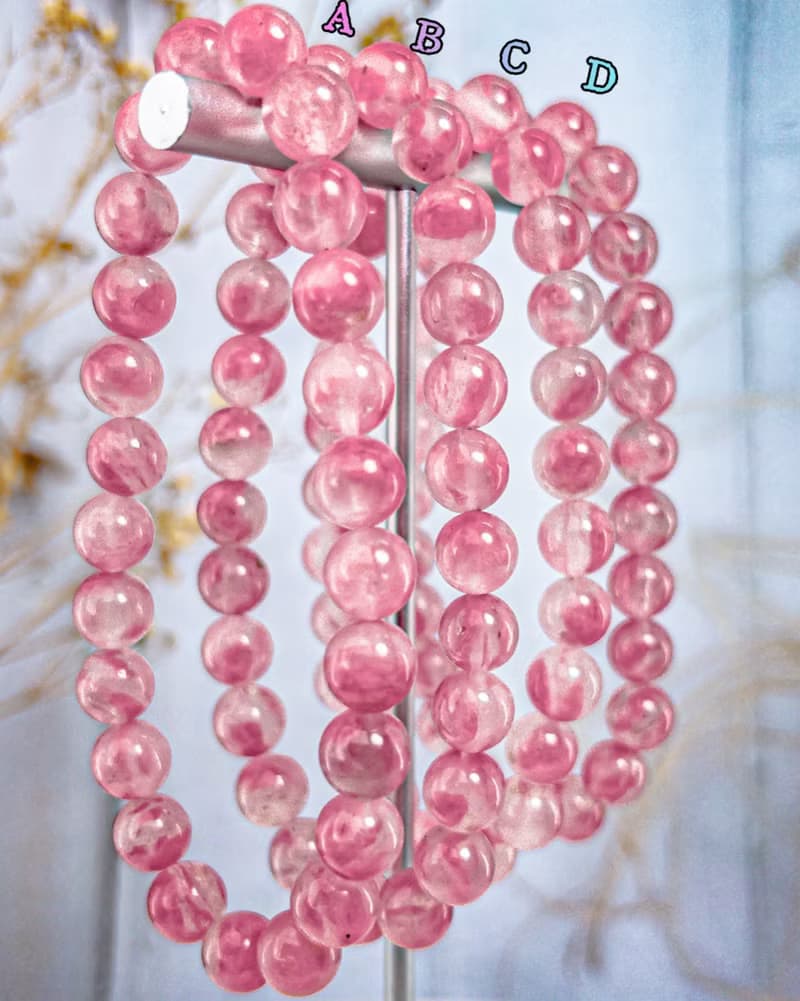 【櫻花雨玉化薔薇輝石】透料冰飄花玉化 水晶手鍊