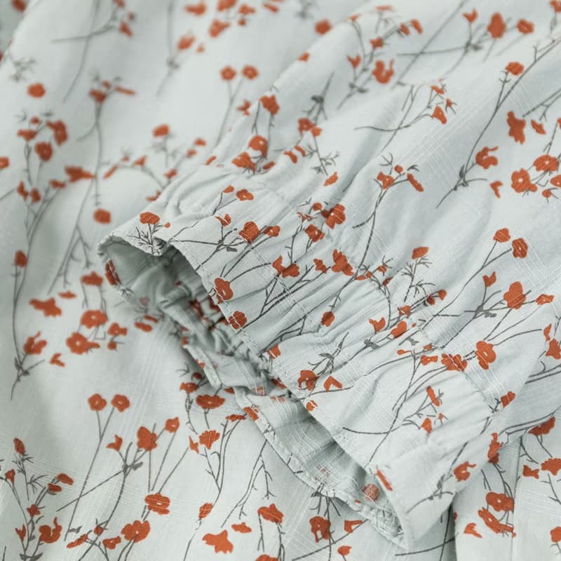 【MEDUSA】藍色碎花棉質小荷葉領口上衣(M-XL) | 女休閒上衣 短袖