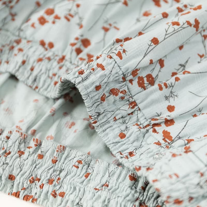 【MEDUSA】藍色碎花棉質小荷葉領口上衣(M-XL) | 女休閒上衣 短袖