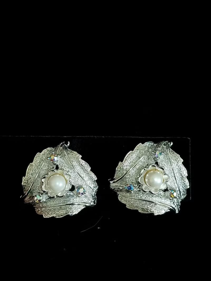 vintage jewelry  古典三葉托珠萊茵 夾式耳環