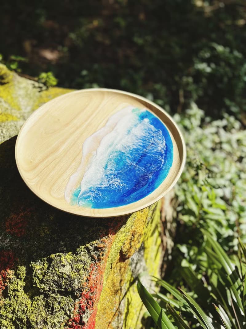 【現貨】深淵藍海海浪圓木盤