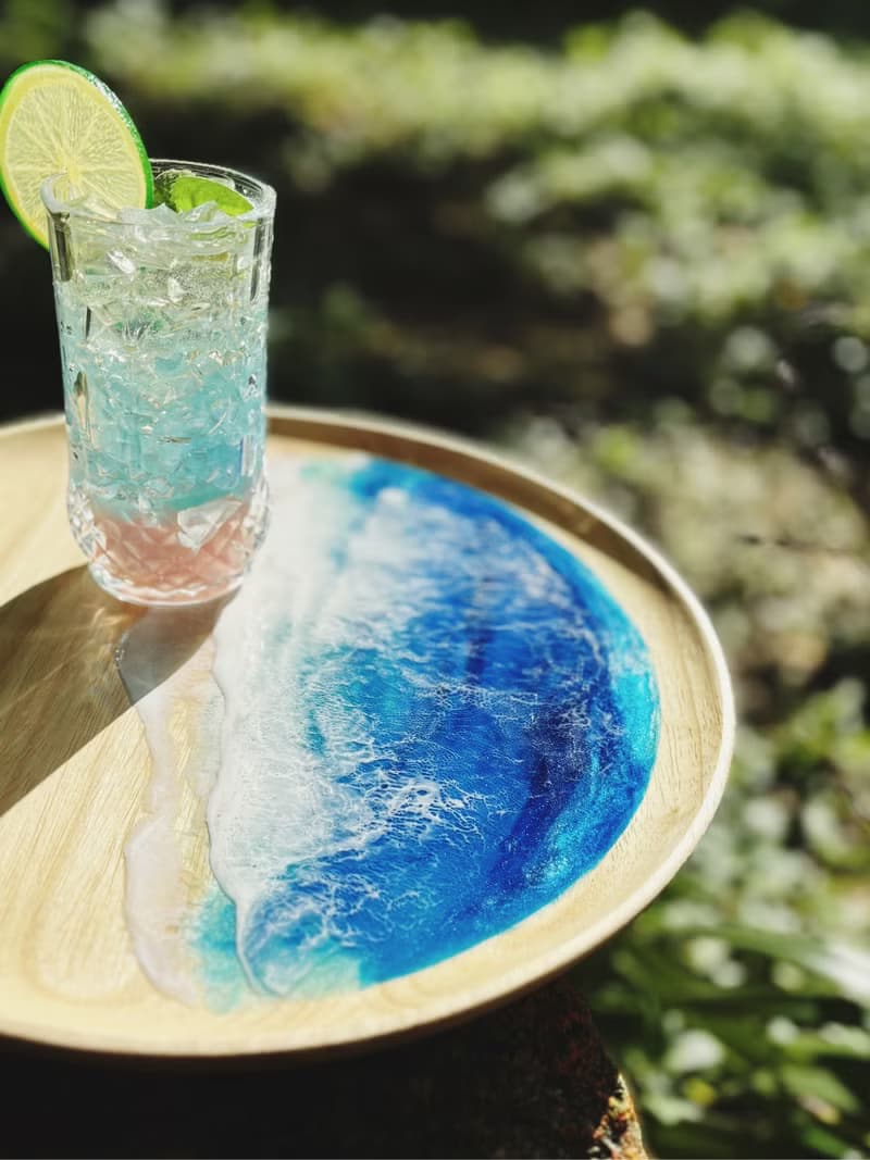 【現貨】深淵藍海海浪圓木盤