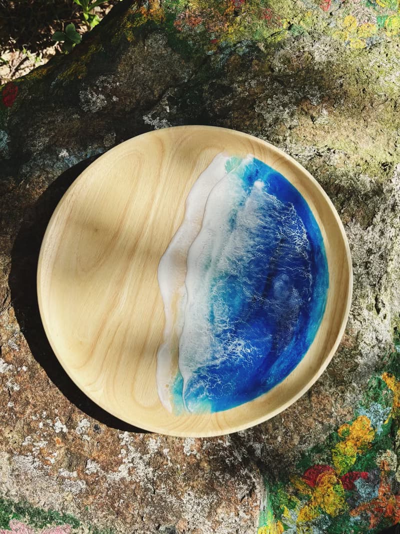 【現貨】深淵藍海海浪圓木盤