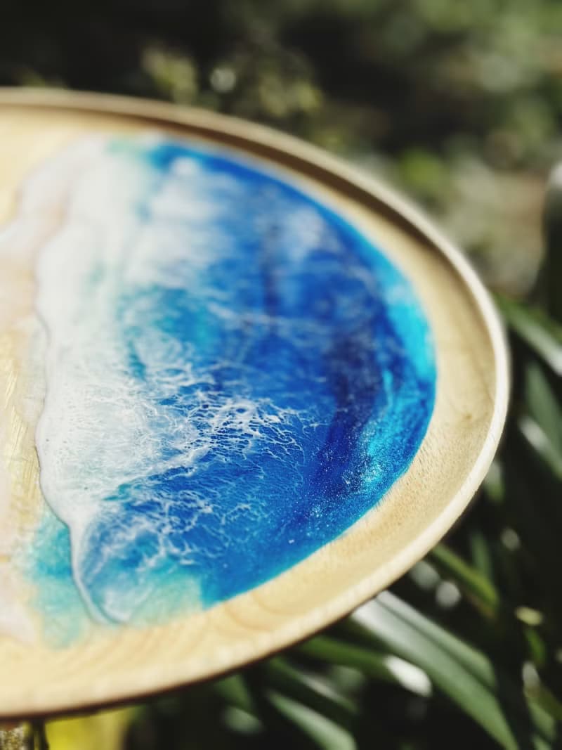 【現貨】深淵藍海海浪圓木盤