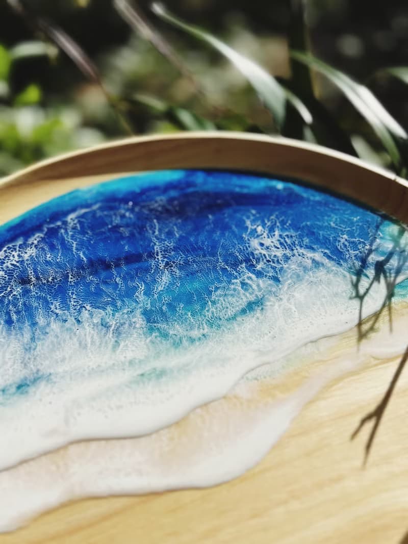 【現貨】深淵藍海海浪圓木盤
