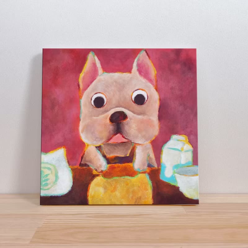 【居家佈置】鬥牛犬做餅乾-兒童房裝飾畫/無框畫/禮物提案